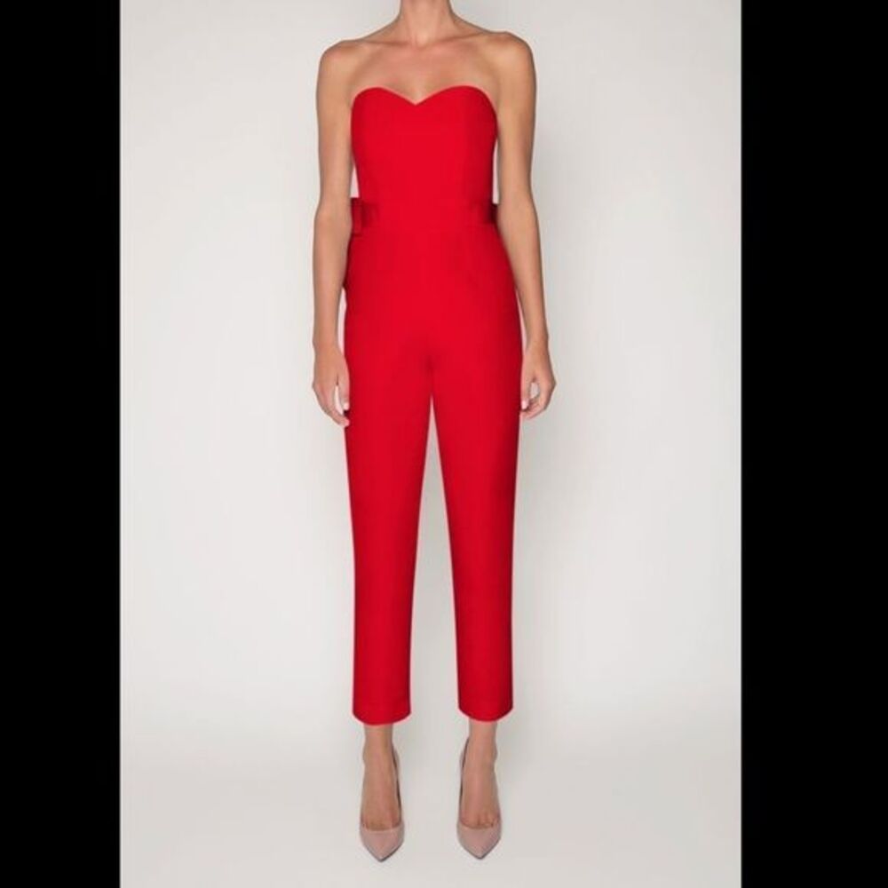 Alexia Maria Silk Faille Bow Back Jumpsuit US 2 $655